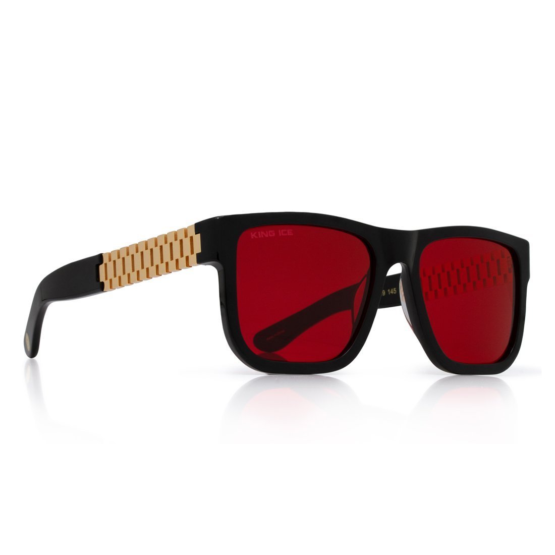 Gold Link Shades with Glossy Black Frame & Red Tint Lenses