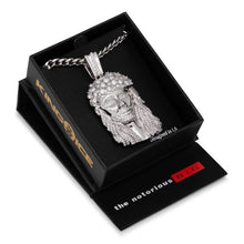Load image into Gallery viewer, Notorious B.I.G. x King Ice - White Gold Biggie Jesus Necklace
